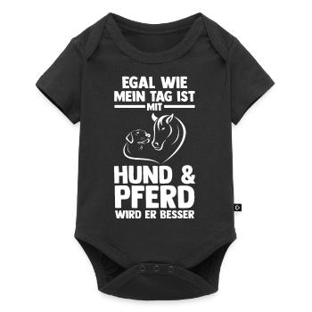 Hunde Pferdeliebhaber Hundeliebhaber Pferde - Baby Premium Kurzarmbody - Schwarz - Vorne