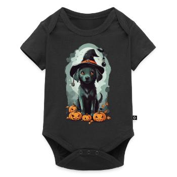 Conception mignonne de chien de sorcière d’Halloween - Body à manches courtes Premium Bébé - noir - Devant