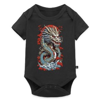 Dragon mysticism in ukiyo-e color woodcut design - Baby Premium short-sleeve bodysuit - black - Front