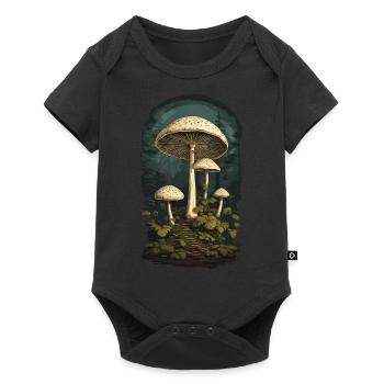 Feen Pilze Eingang zur Wichtelwelt Vintage Natur - Baby Premium Kurzarmbody - Schwarz - Vorne