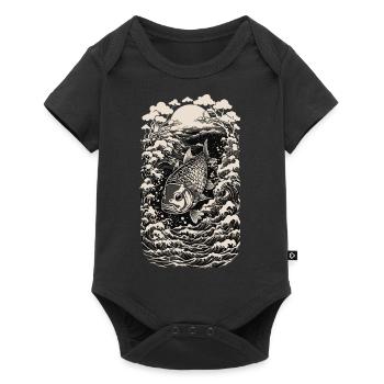 Carp & Waves Ukiyo-E Art Fisherman Design - Baby Premium short-sleeve bodysuit - black - Front