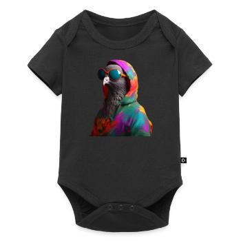 Colombe avec lunettes de soleil Coloré Cool Doves Oiseau - Body à manches courtes Premium Bébé - noir - Devant