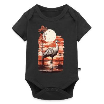 Asian Crane Art & Nature Bird Design - Baby Premium short-sleeve bodysuit - black - Front