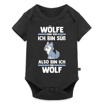 Tier Waldtier Wolf - Baby Premium Kurzarmbody - Schwarz - Vorne