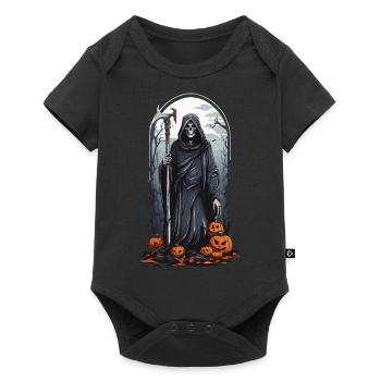 Retro Grim Reaper Pumpkin Halloween Horror Design - Baby Premium short-sleeve bodysuit - black - Front