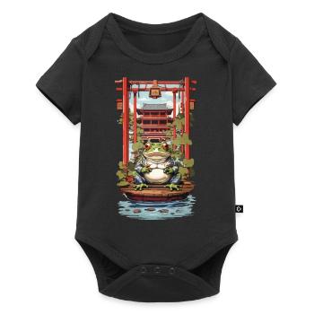 Japanese Lucky Charm Frog Aesthetic Design - Baby Premium short-sleeve bodysuit - black - Front