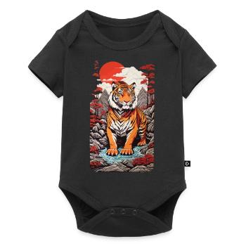 Asian Tiger Ukiyo-e Japan Art Style - Baby Premium short-sleeve bodysuit - black - Front
