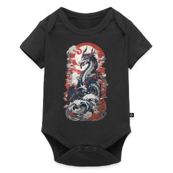 Dragon de style ukiyo-e dans l’art du design rétro - Body à manches courtes Premium Bébé - noir - Devant