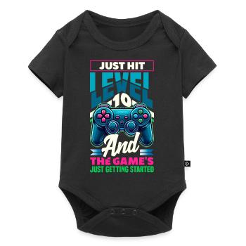 Funny Gamer 10th Birthday Boy Teen Gamer Level 10 - Baby Premium short-sleeve bodysuit - black - Front