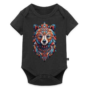 Spirit Bear Meditation Yoga Mandala Feather Design - Baby Premium short-sleeve bodysuit - black - Front