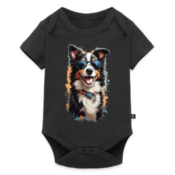Border Collie Popart Style chien oeuvre - Body à manches courtes Premium Bébé - noir - Devant