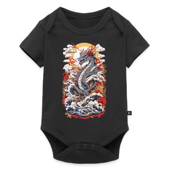 Ukiyo-E Style Asian Dragon Retro Design - Baby Premium short-sleeve bodysuit - black - Front