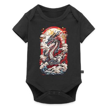 Japan Dragon Ukiyo-E Retro Art Design - Baby Premium short-sleeve bodysuit - black - Front