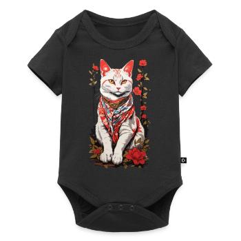 Chat Japonais Chat Mignon Art Chat Design - Body à manches courtes Premium Bébé - noir - Devant