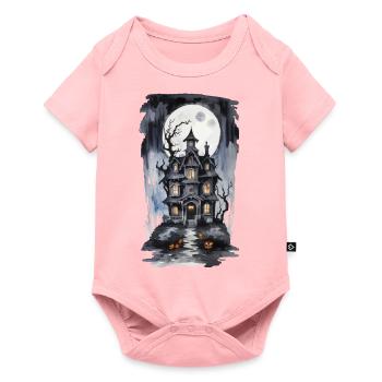 Halloween Full Moon Witch House Horror Design - Baby Premium short-sleeve bodysuit - rose - Front