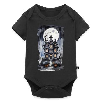 Halloween Full Moon Witch House Horror Design - Baby Premium short-sleeve bodysuit - black - Front