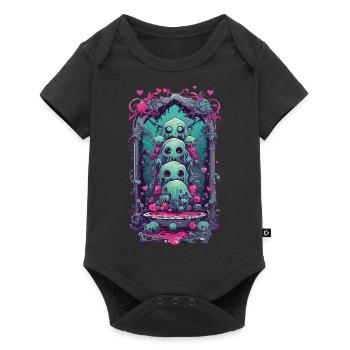 Weirdcore Schleimmonster Gothic Magie Design - Baby Premium Kurzarmbody - Schwarz - Vorne