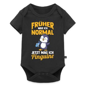 Pinguin - Baby Premium Kurzarmbody - Schwarz - Vorne