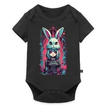 Gothique Anime Girl Halloween Bunny Costume Esthétique - Body à manches courtes Premium Bébé - noir - Devant