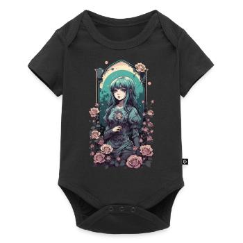 Gothique Anime Kawaii Fille avec Roses Design - Body à manches courtes Premium Bébé - noir - Devant