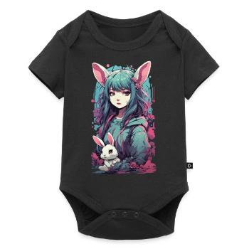 Gothic Kemonomimi Bunny Anime Streetwear - Baby Premium short-sleeve bodysuit - black - Front