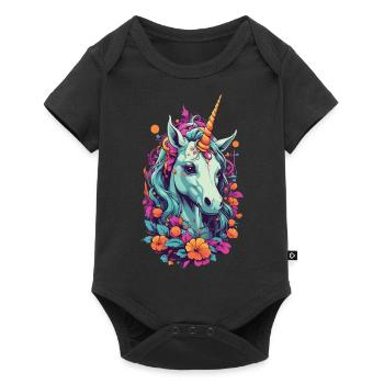 Magical Unicorn in Pastel Rainbow Colors - Baby Premium short-sleeve bodysuit - black - Front