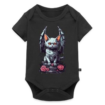 Chat sombre démon Pastel Goth Roses Design - Body à manches courtes Premium Bébé - noir - Devant