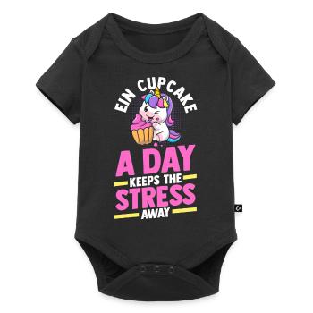Einhorn Backen Cupcakes - Baby Premium Kurzarmbody - Schwarz - Vorne