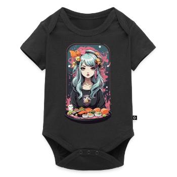Anime Sushi Girl Kawaii Manga Japon Design - Body à manches courtes Premium Bébé - noir - Devant
