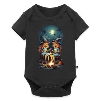 Drôles de sorcières épelent feu de camp Halloween Cartoon - Body à manches courtes Premium Bébé - noir - Devant