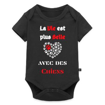 La vie est plus belle avec des chiens - Body à manches courtes Premium Bébé - noir - Devant