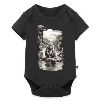 Japanese Monkey in Hot Spring Vintage Art - Baby Premium short-sleeve bodysuit - black - Front