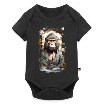 Figure mythique singe fleurs de cerisier Ukiyo-E Style Vintage - Body à manches courtes Premium Bébé - noir - Devant
