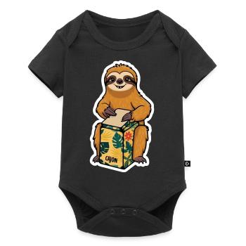 Cajon-Schlagzeuger - Baby Premium Kurzarmbody - Schwarz - Vorne