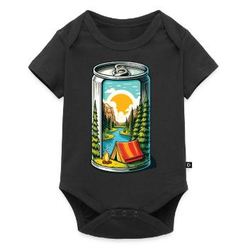 Camping Lagerfeuer Dose - Baby Premium Kurzarmbody - Schwarz - Vorne