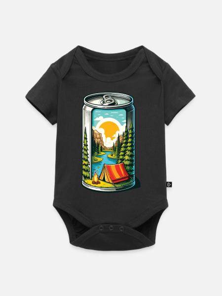 Camping Lagerfeuer Dose - Baby Premium Kurzarmbody - Schwarz