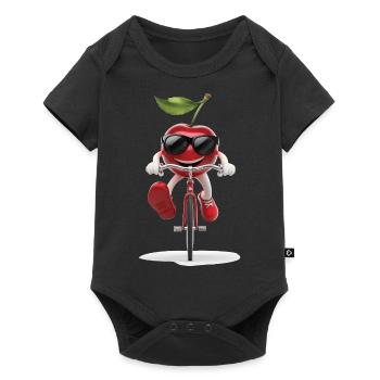 Cherry Radfahren auf dem Fahrrad Geschenk - Baby Premium Kurzarmbody - Schwarz - Vorne