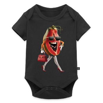 Frauen Papaya - Baby Premium Kurzarmbody - Schwarz - Vorne