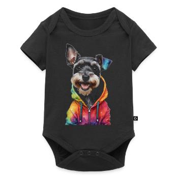 Zwergschnauzer Hoodie Hund Lustig Tier Print - Baby Premium Kurzarmbody - Schwarz - Vorne