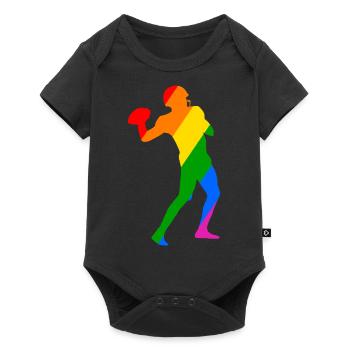 Rainbow Football Player - Baby Premium Kurzarmbody - Schwarz - Vorne