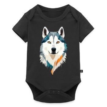 Husky Vector Art with Vibrant Colour Illustration - Baby Premium short-sleeve bodysuit - black - Front