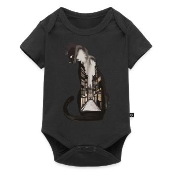 Katze Dunkle Gassen Stadt Nacht für - Baby Premium Kurzarmbody - Schwarz - Vorne