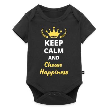 “Keep Calm and Choose Happiness” - Bonheur - Body à manches courtes Premium Bébé - noir - Devant