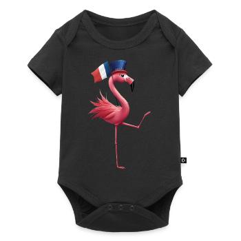 Flamingo - Baby Premium Kurzarmbody - Schwarz - Vorne