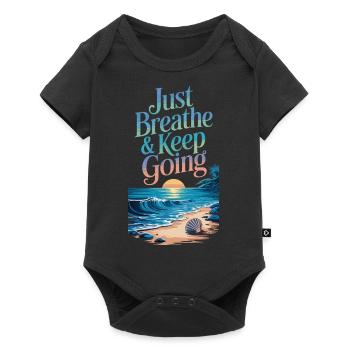Motivation à la plage - Respirez profondément et continuez à marcher - Body à manches courtes Premium Bébé - noir - Devant