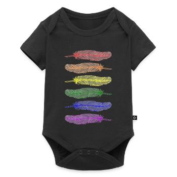 Feathers Rainbow - Baby Premium short-sleeve bodysuit - black - Front