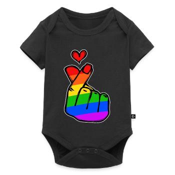 Peace Heart Love Rainbow Mouvement pour la paix - Body à manches courtes Premium Bébé - noir - Devant