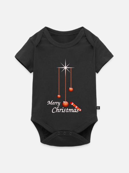 Weihnachtskugeln mit Bonbon - Baby Premium Kurzarmbody - Schwarz