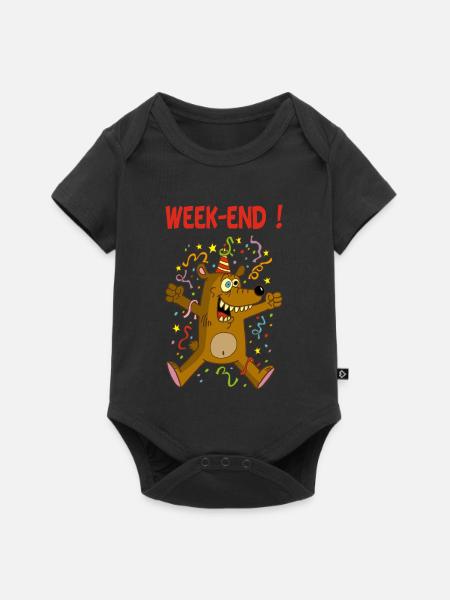 Wochenendbär - Baby Premium Kurzarmbody - Schwarz
