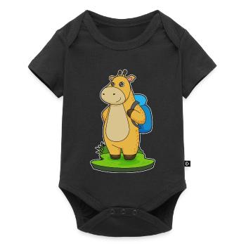 Giraffe Hiker Backpack Hiking - Baby Premium short-sleeve bodysuit - black - Front